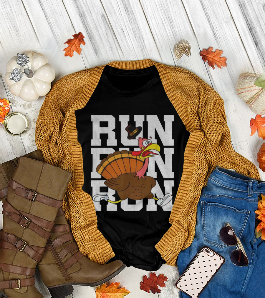 RUN RUN RUN Turkey Trot Thanksgiving 5K Race T-Shirt