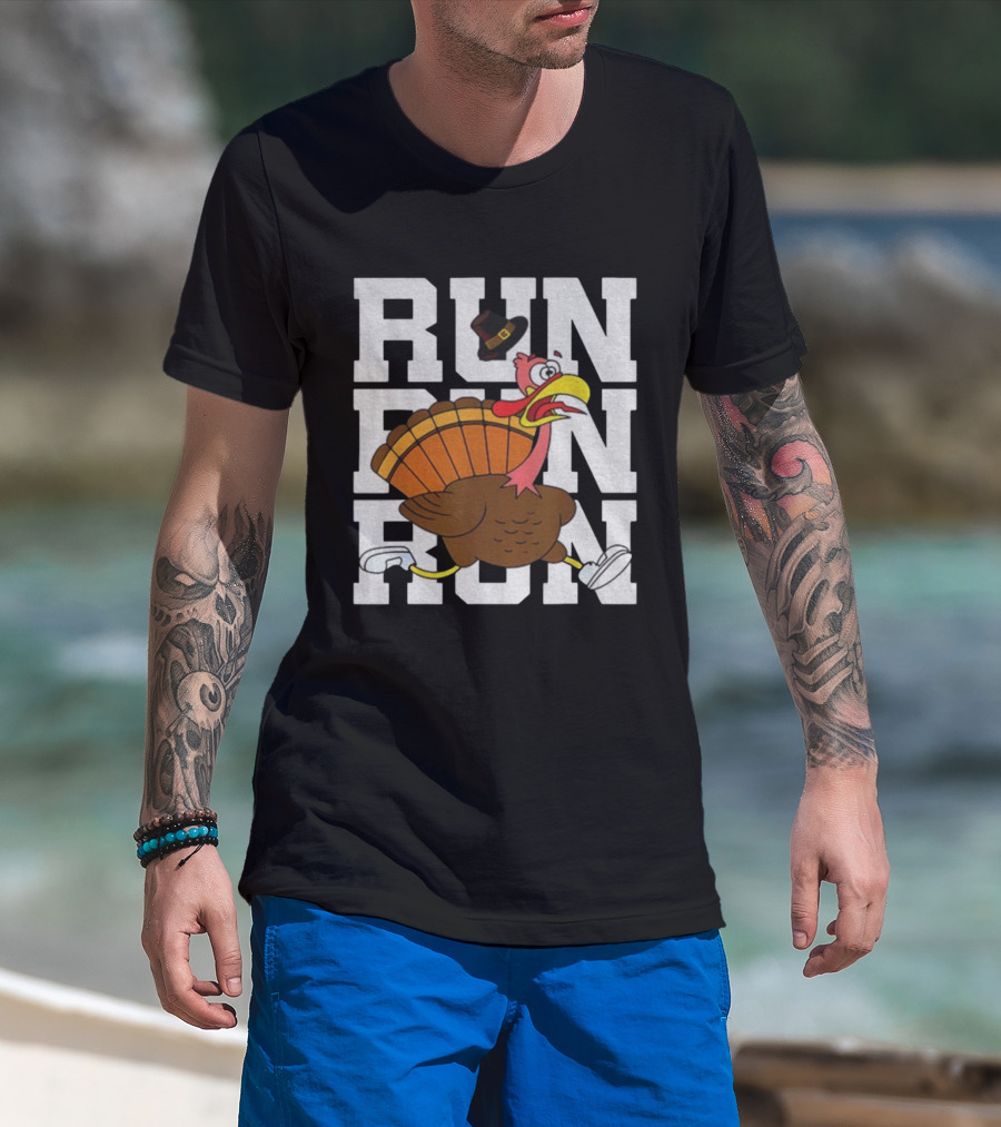 RUN RUN RUN Turkey Trot Thanksgiving 5K Race T-Shirt