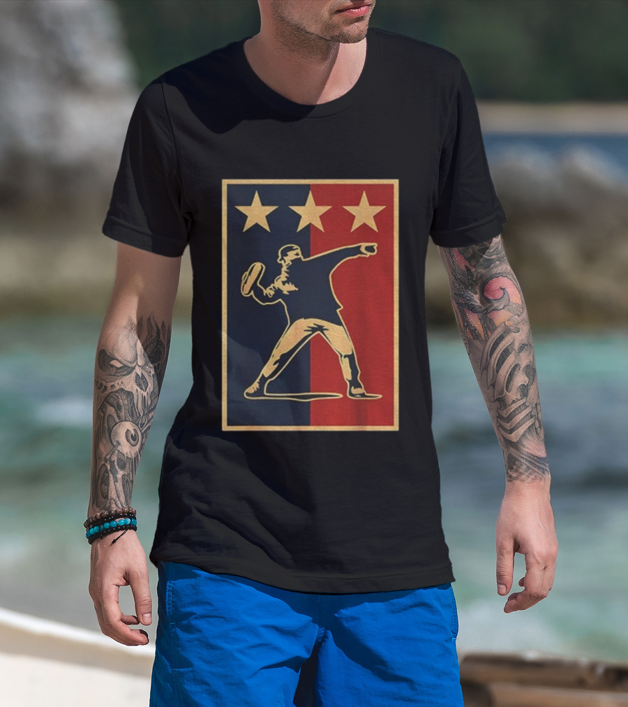 Sandwich Guy Resist Hope Obey Style Three Stars Retro Thrower T-Shirt