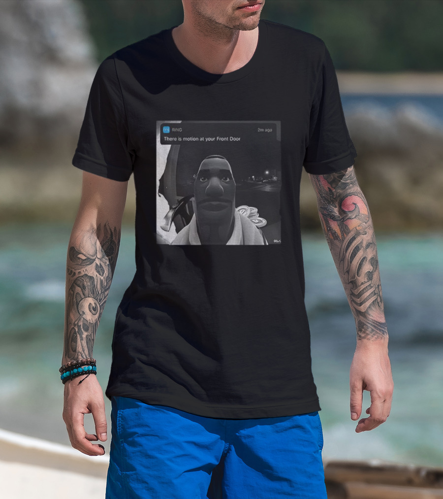 Ring Notification Meme 2m Ago Front Door Motion Alert Cartoon Face T-Shirt