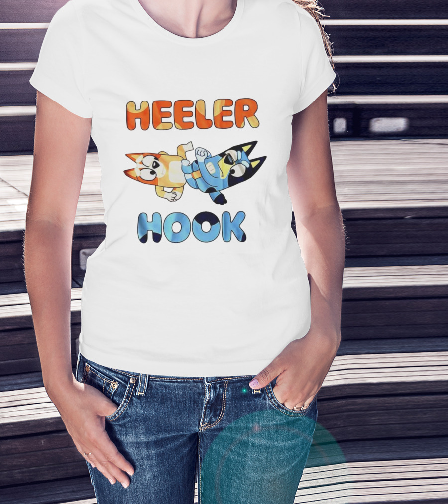 Bluey Heeler Hook Wrestling Playful Cartoons T-Shirt