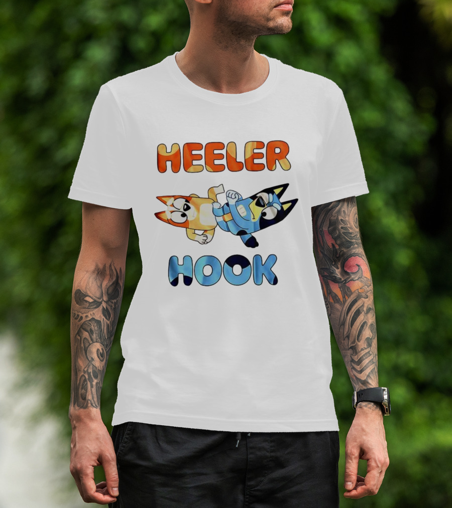 Bluey Heeler Hook Wrestling Playful Cartoons T-Shirt