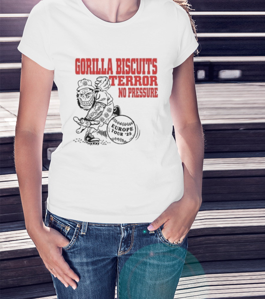 Gorilla Biscuits Terror No Pressure European Tour Promo 2025 T-Shirt