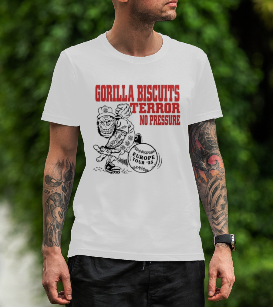 Gorilla Biscuits Terror No Pressure European Tour Promo 2025 T-Shirt