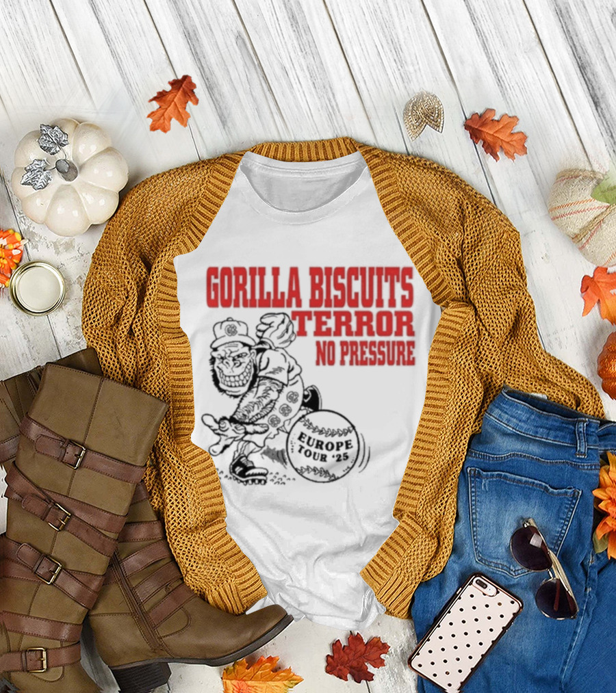 Gorilla Biscuits Terror No Pressure European Tour Promo 2025 T-Shirt