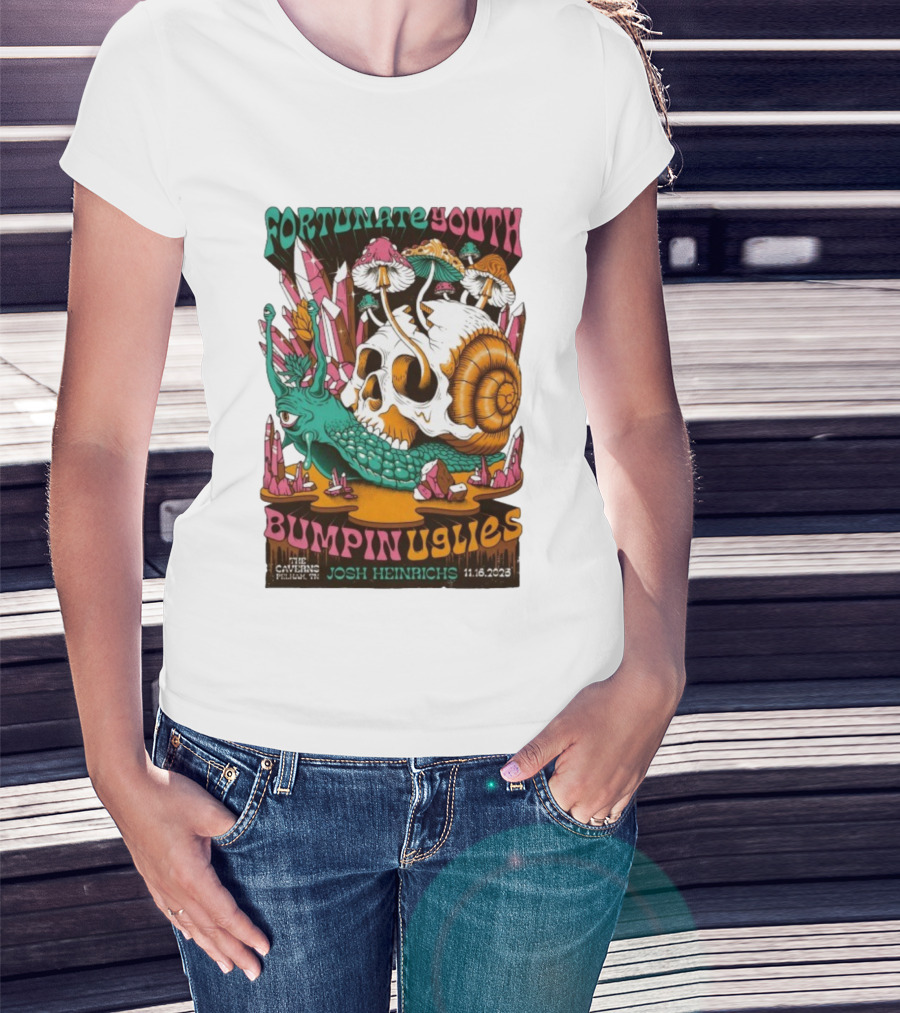 Fortunate Youth Bumpin Uglies Skull Snail The Caverns TN Nov 16 2023 Josh Heinrichs T-Shirt