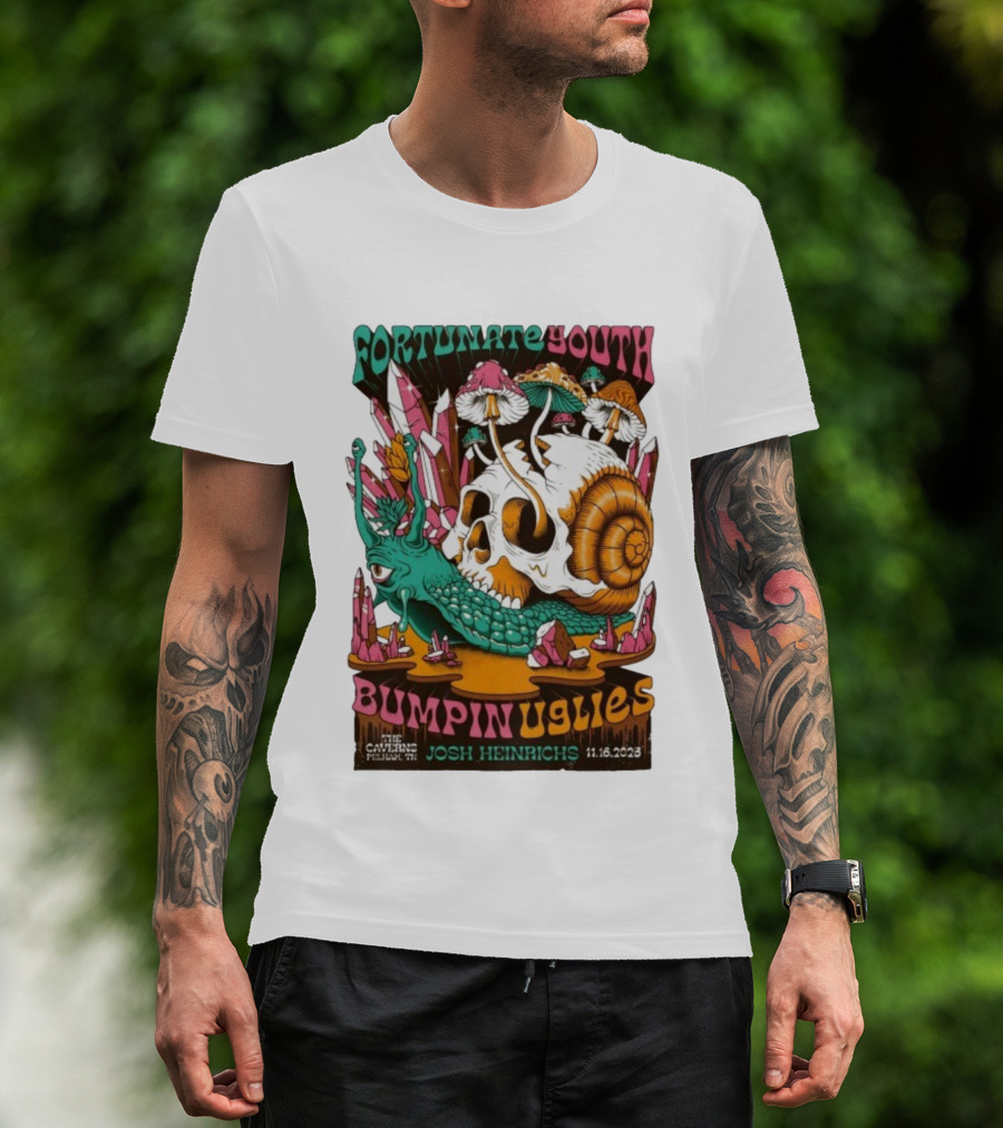 Fortunate Youth Bumpin Uglies Skull Snail The Caverns TN Nov 16 2023 Josh Heinrichs T-Shirt