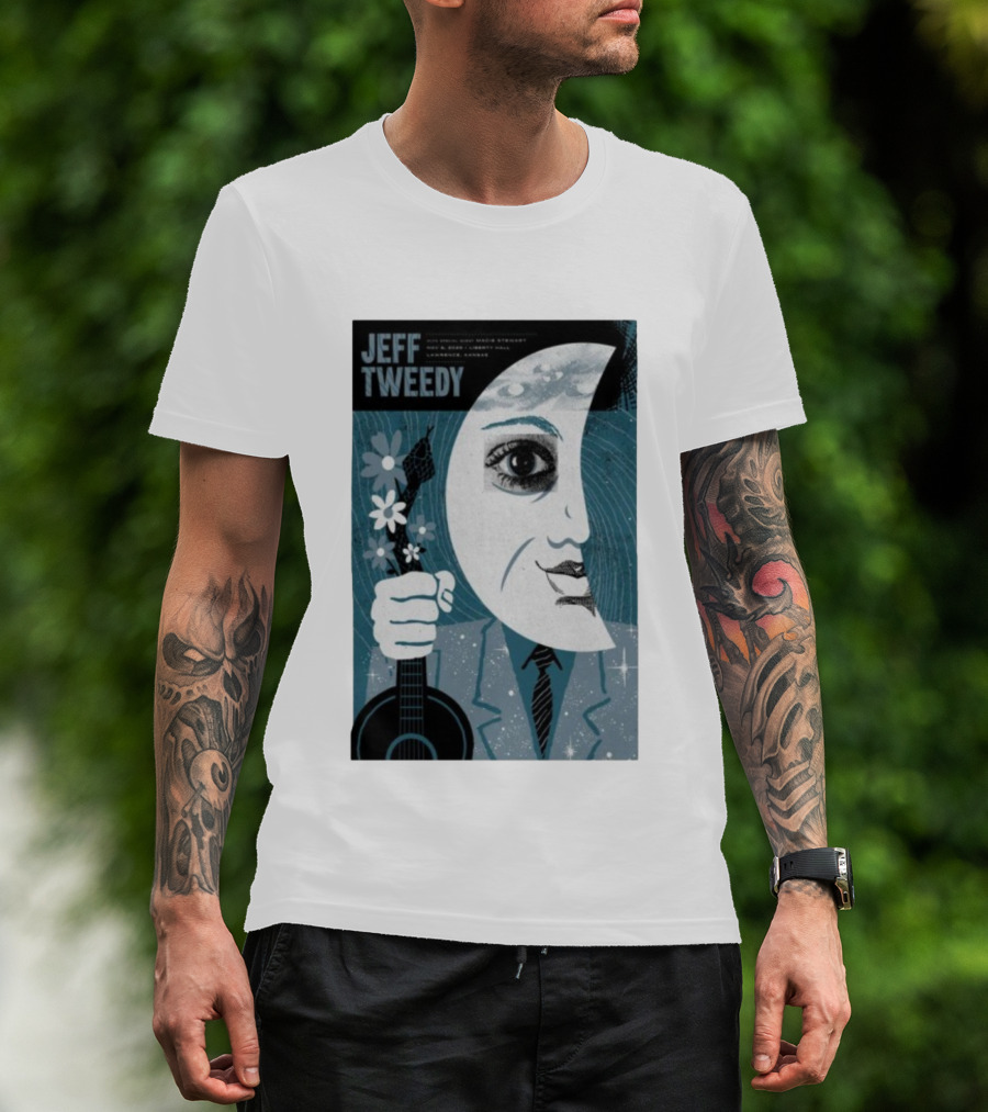 Jeff Tweedy Nov 8 2025 Liberty Hall Lawrence KS Moon Eye Flowers Guitar Art T-Shirt