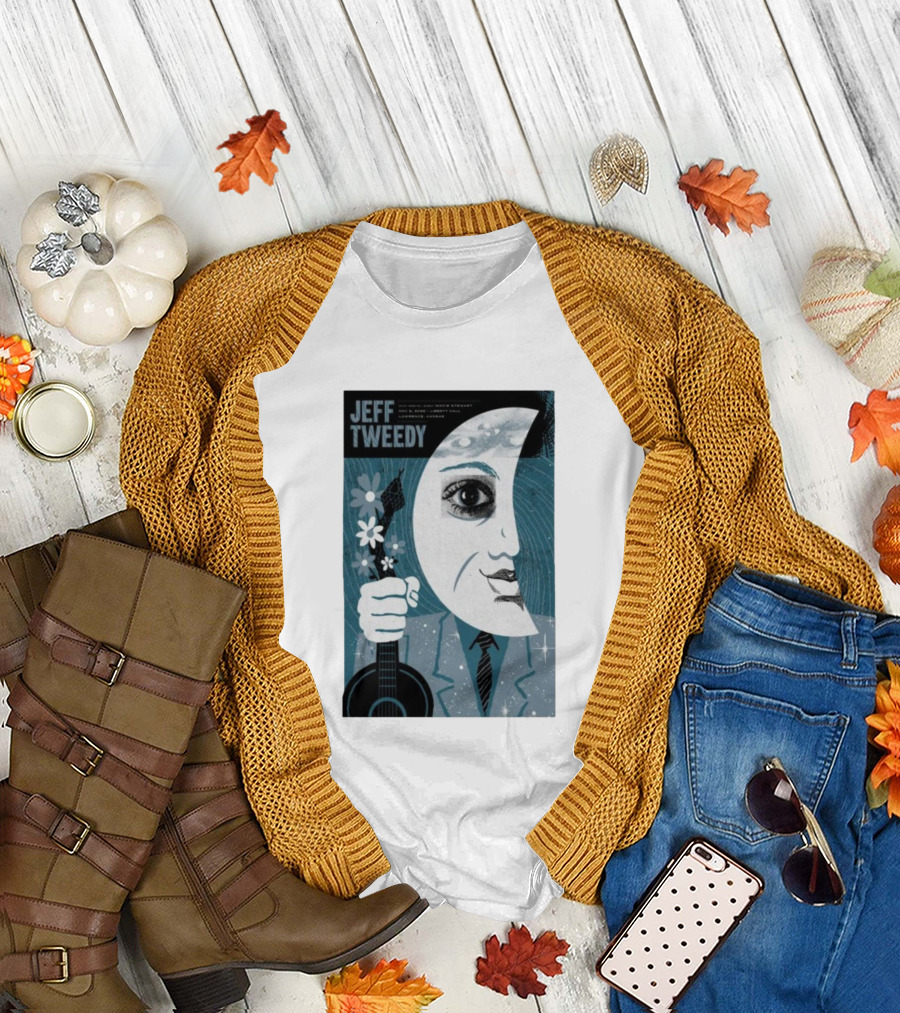 Jeff Tweedy Nov 8 2025 Liberty Hall Lawrence KS Moon Eye Flowers Guitar Art T-Shirt