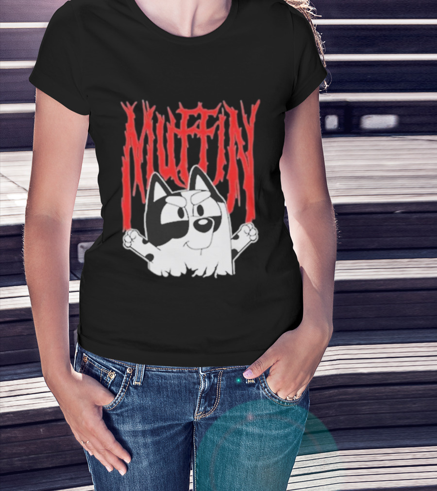 Bluey Muffin Metal Band Style T-Shirt