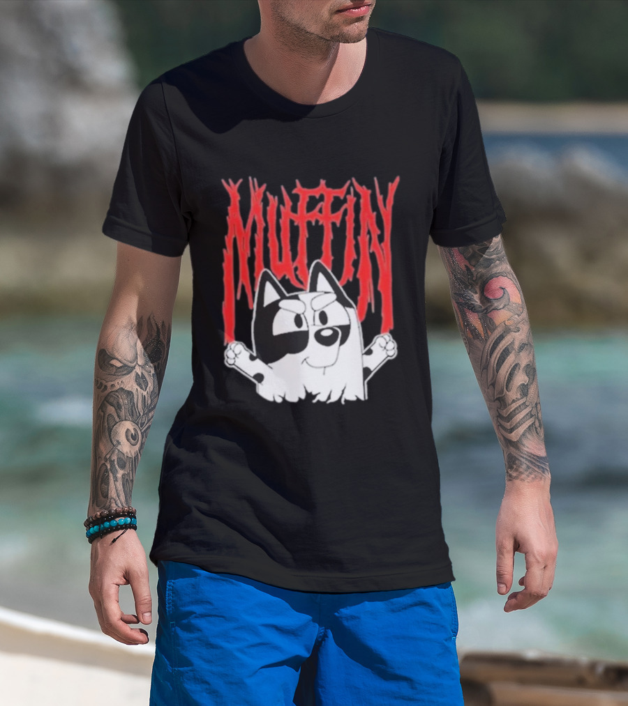 Bluey Muffin Metal Band Style T-Shirt