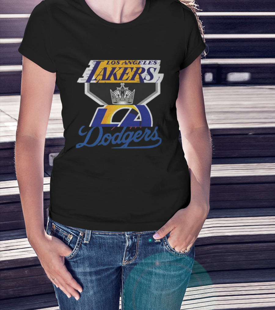 Los Angeles Dodgers Kings Lakers Sports Fan Logo Mashup T-Shirt