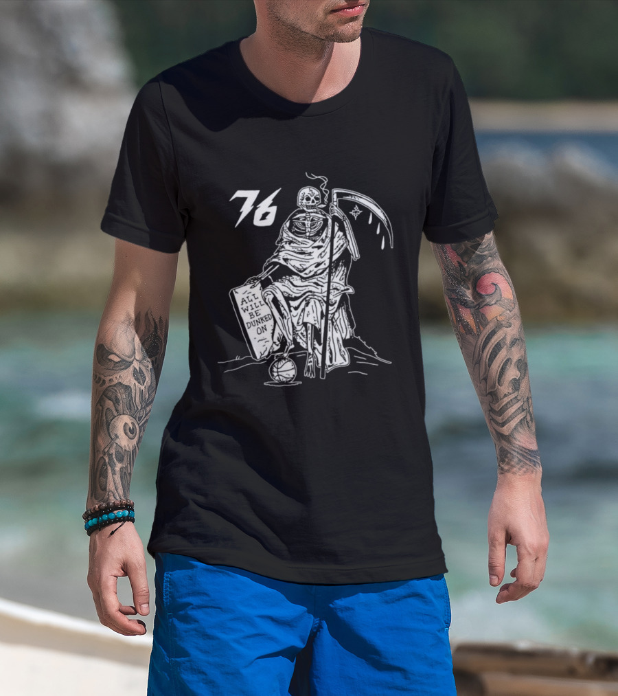 Philadelphia 76ers Grim Reaper 76 Basketball Theme T-Shirt