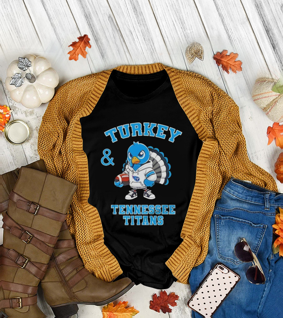 Turkey and Tennessee Titans Football Happy Thanksgiving NFL T-Shirt
