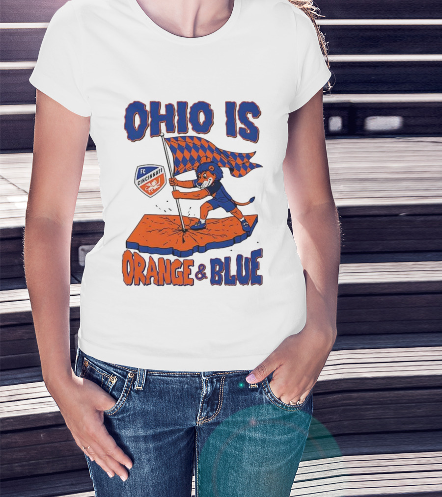 Ohio Is Orange And Blue FC Cincinnati Mascot Flag T-Shirt