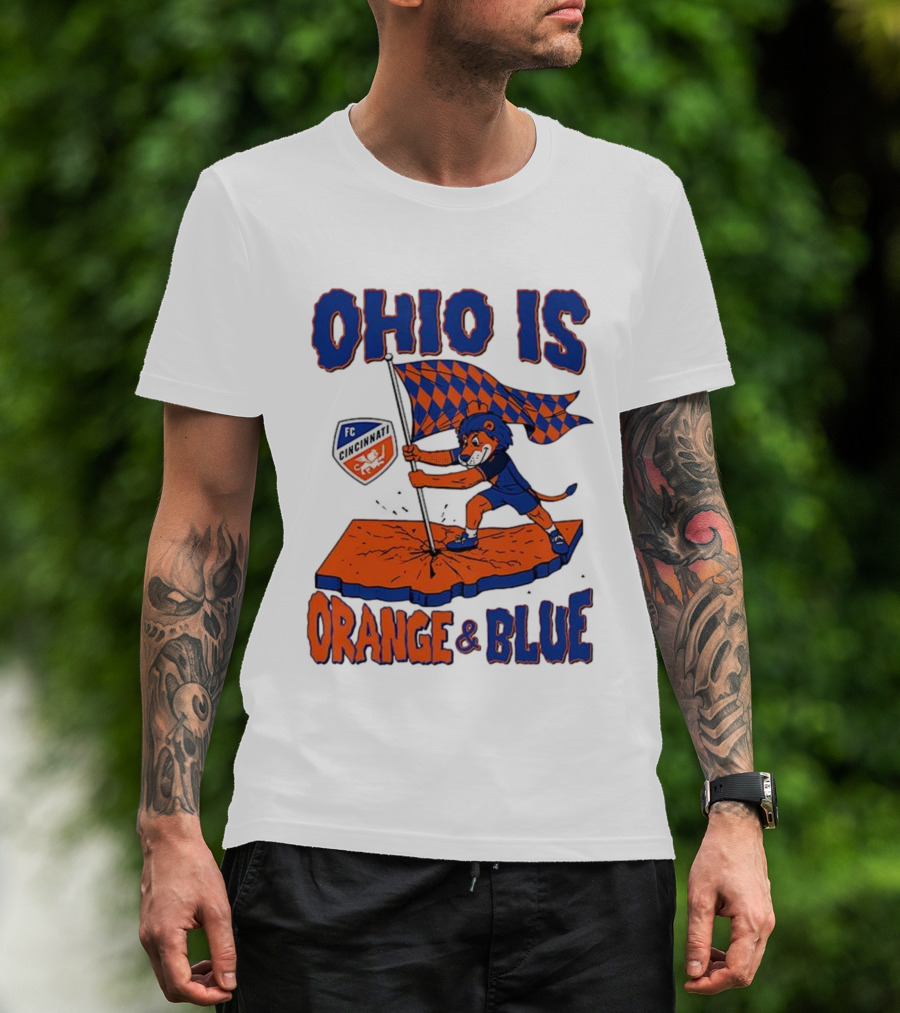 Ohio Is Orange And Blue FC Cincinnati Mascot Flag T-Shirt