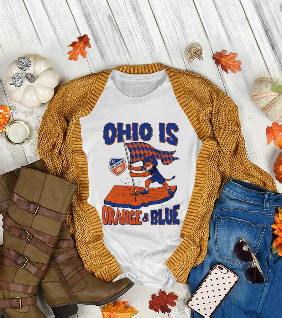 Ohio Is Orange And Blue FC Cincinnati Mascot Flag T-Shirt