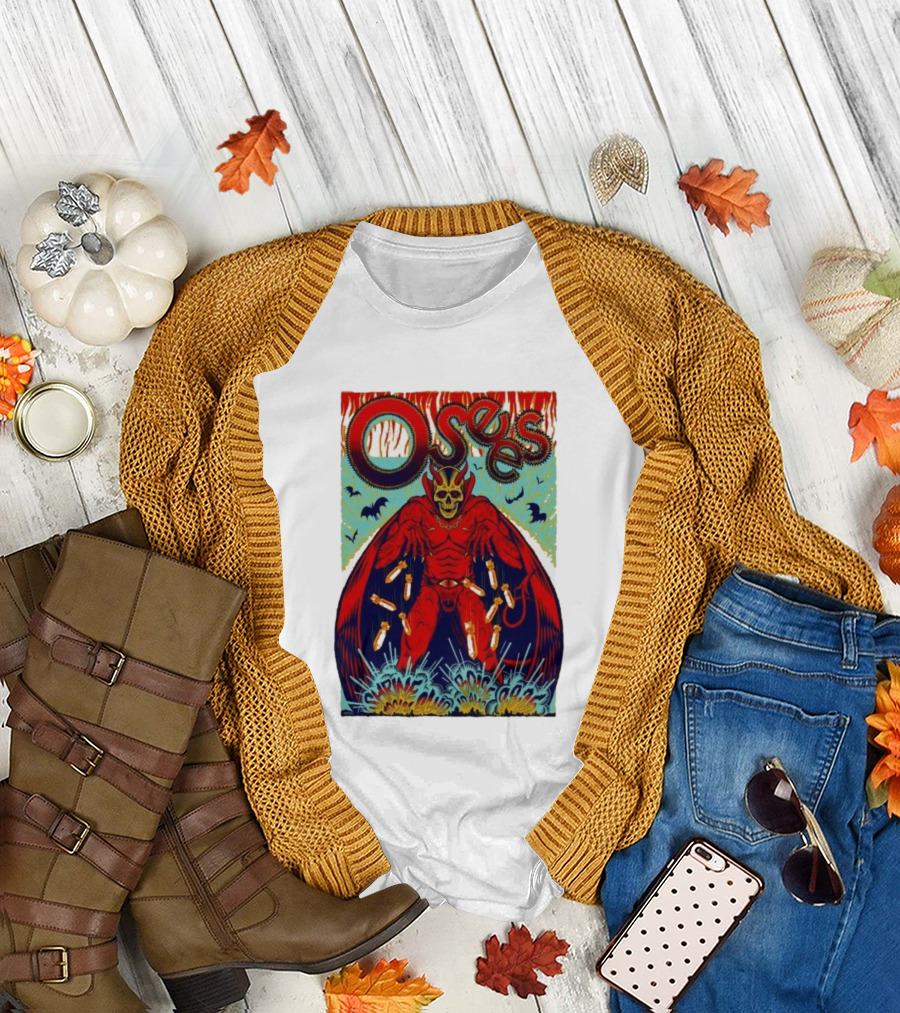 Osees Shrine Social Club Boise Sep 08 2025 Skeleton Demon with Bats T-Shirt