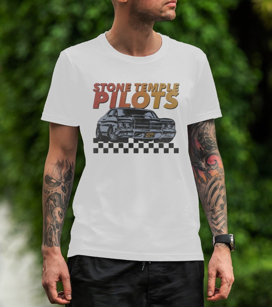 Stone Temple Pilots STP Car Racing Checkerboard T-Shirt