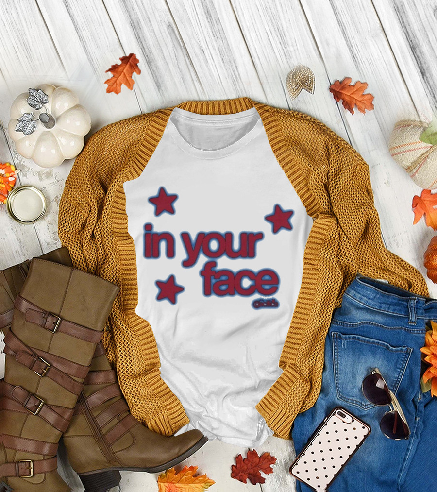 Pacifica In Your Face Stars Logo Bold Red and Blue Stars Pattern T-Shirt