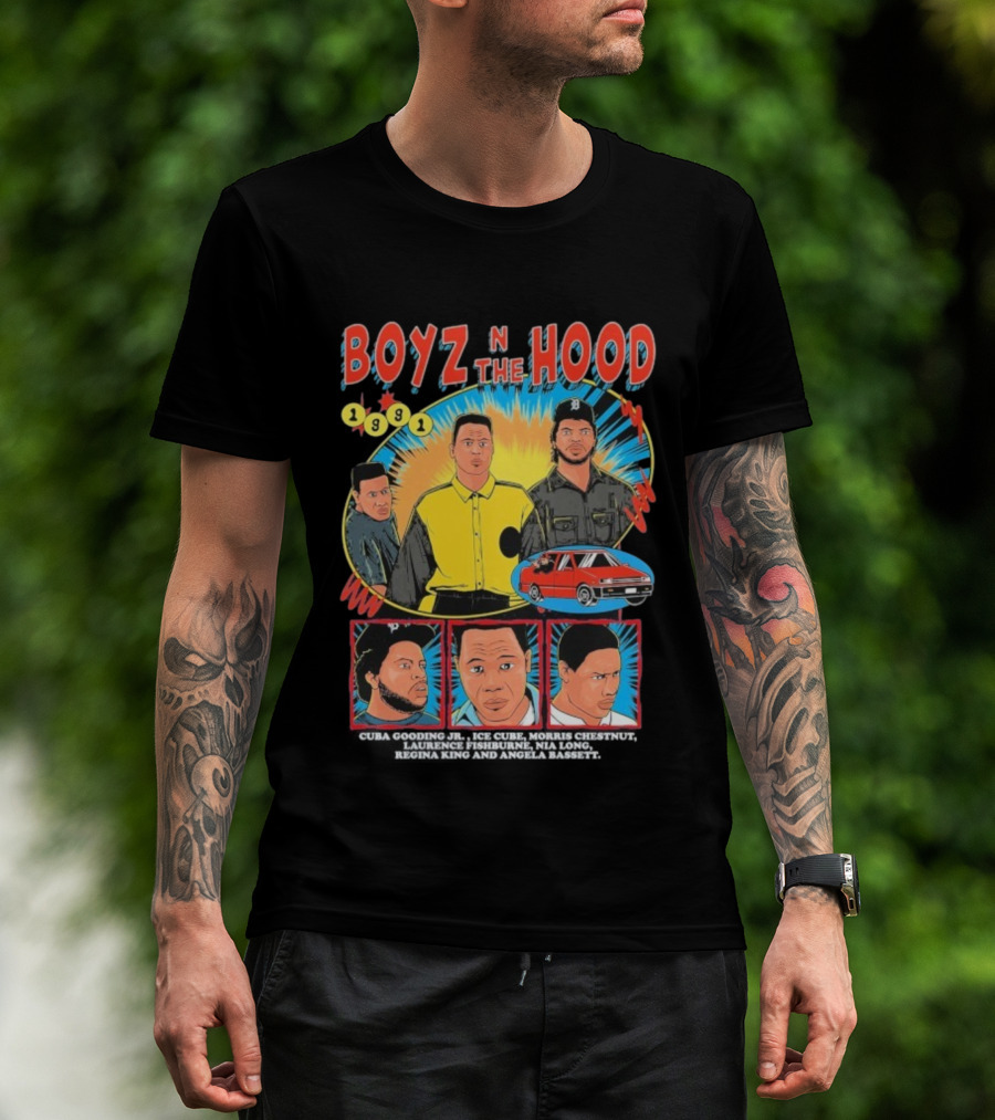 Boyz N The Hood 1991 Cuba Gooding Jr Ice Cube Morris Chestnut Laurence Fishburne Nia Long Regina King Angela Bassett T-Shirt