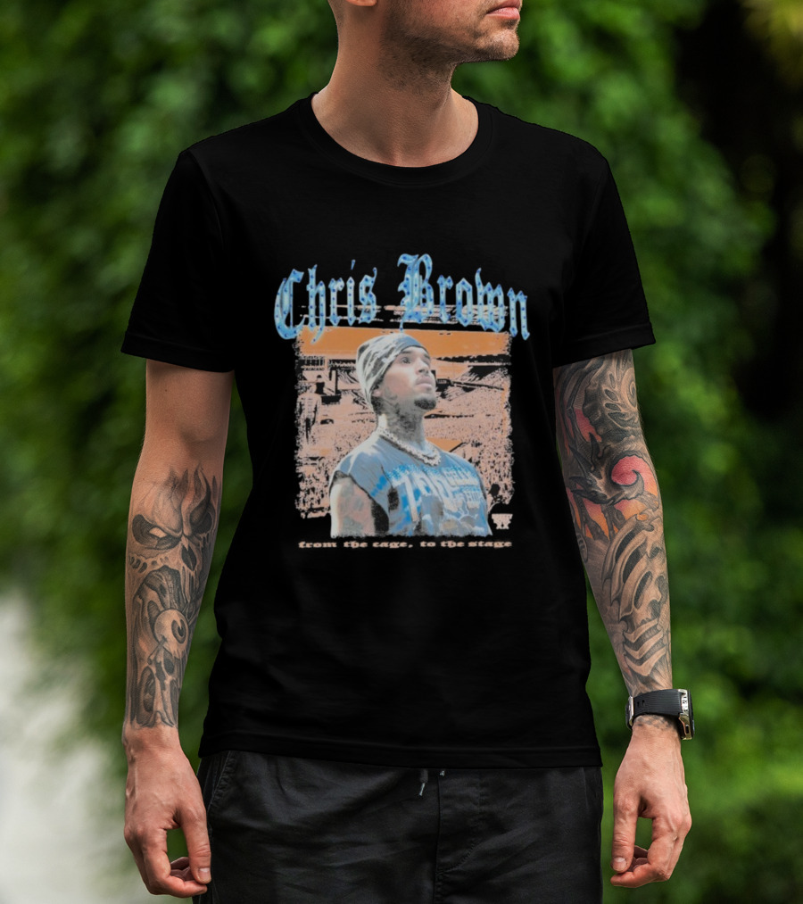 Chris Brown From The Cage To Stage Breezy Bowl XX Rhinestone Concert Performance T-Shirt