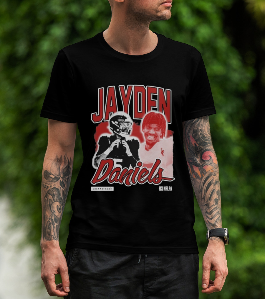 Jayden Daniels Dreamathon NFLPA Football Collaboration T-Shirt