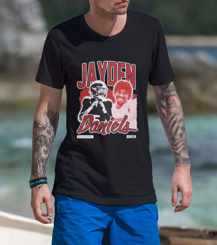 Jayden Daniels Dreamathon NFLPA Football Collaboration T-Shirt
