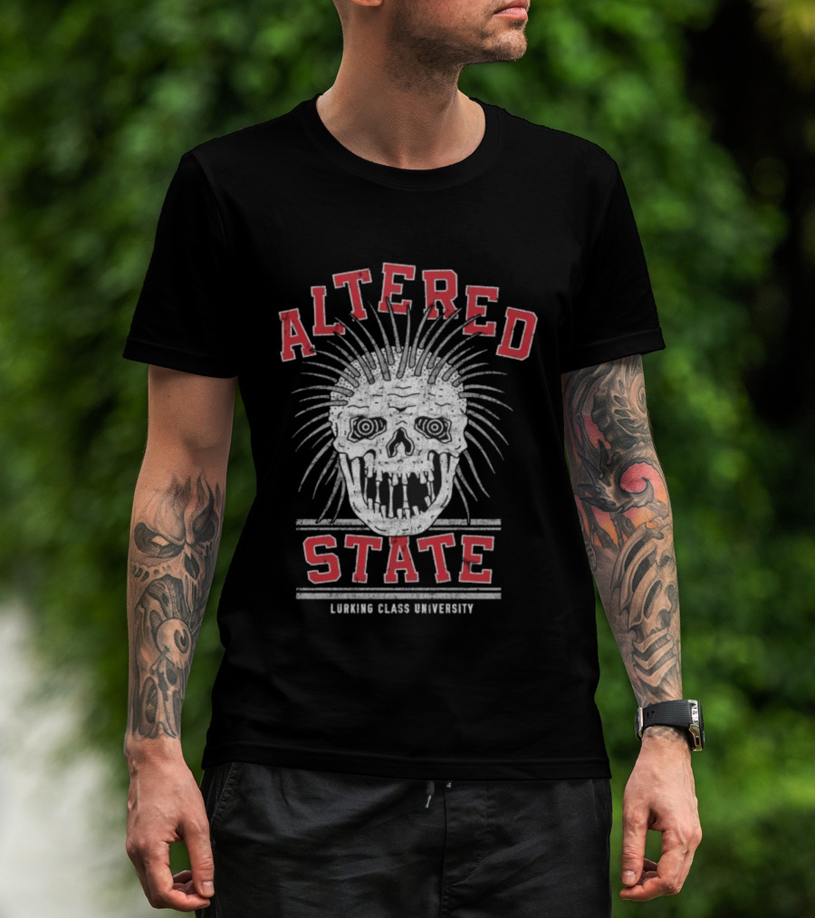 Altered State Lurking Class University Skull Design T-Shirt