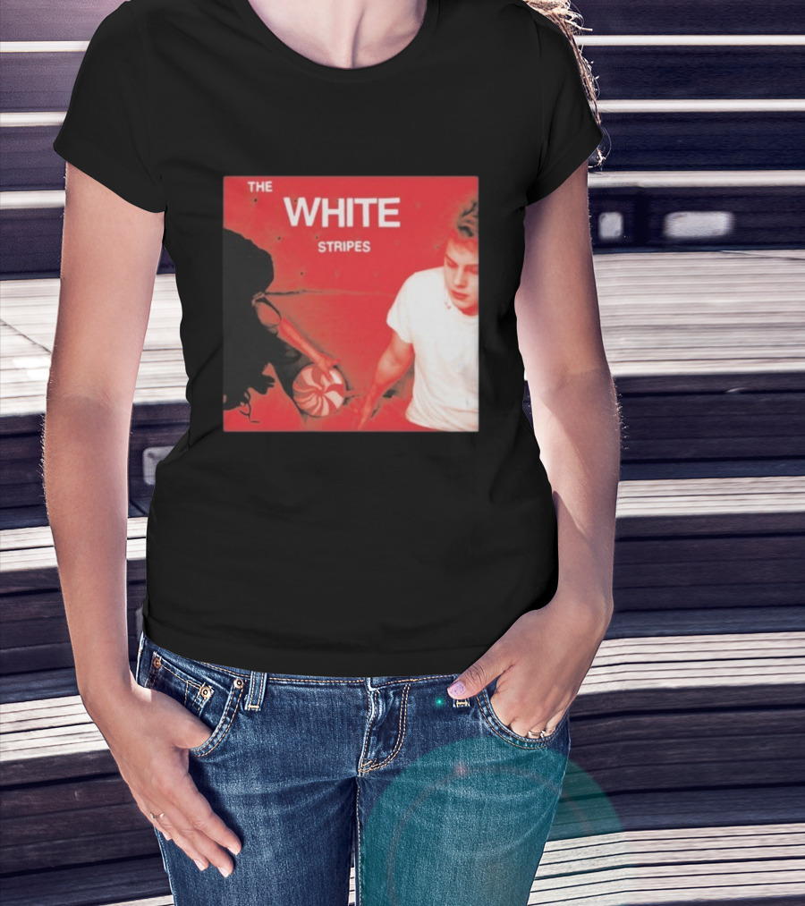 The White Stripes Let's Shake Hands Red And White Spiral Design T-Shirt