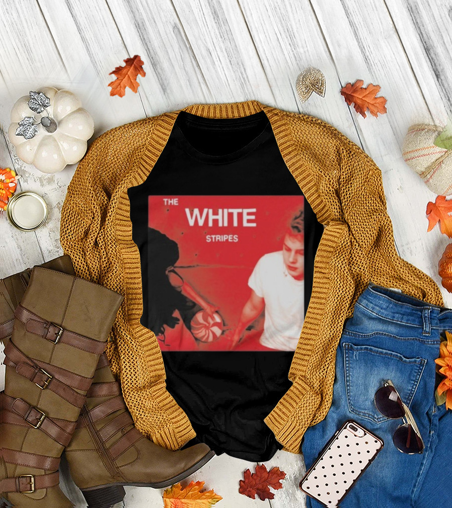 The White Stripes Let's Shake Hands Red and White Spiral Design T-Shirt