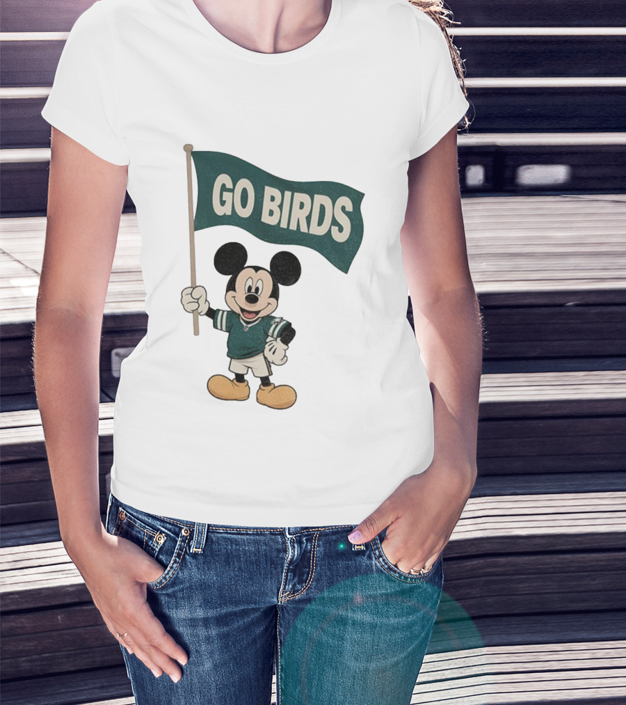 Mickey Mouse Go Birds Philadelphia Eagles NFL Football 2025 Flag T-Shirt