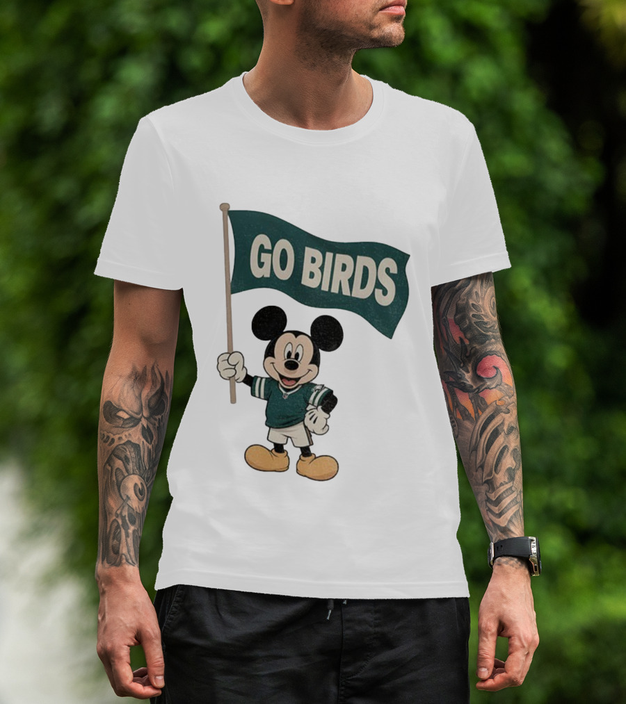 Mickey Mouse Go Birds Philadelphia Eagles NFL Football 2025 Flag T-Shirt