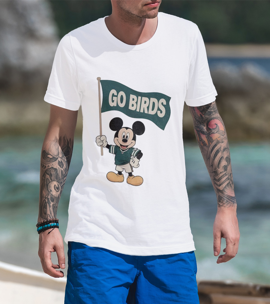 Mickey Mouse Go Birds Philadelphia Eagles NFL Football 2025 Flag T-Shirt