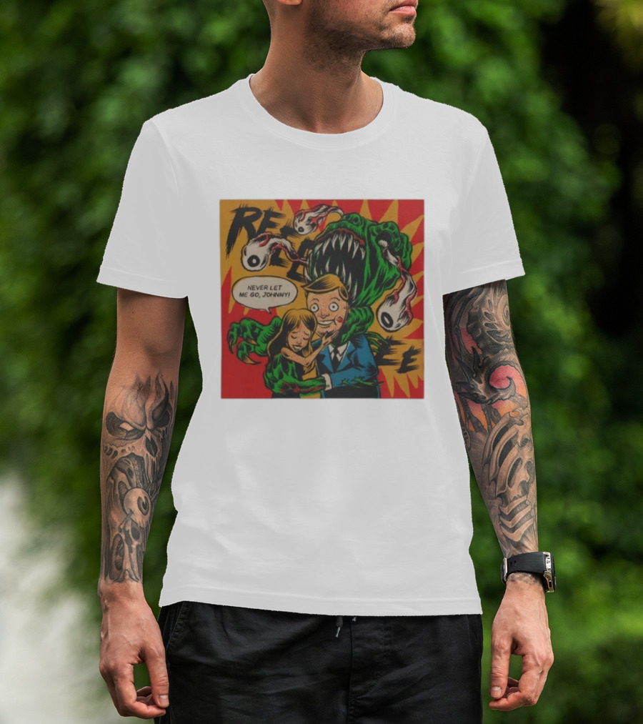 Creepy Comic Style Monster Attack Never Let Me Go Johnny Retro Art T-Shirt