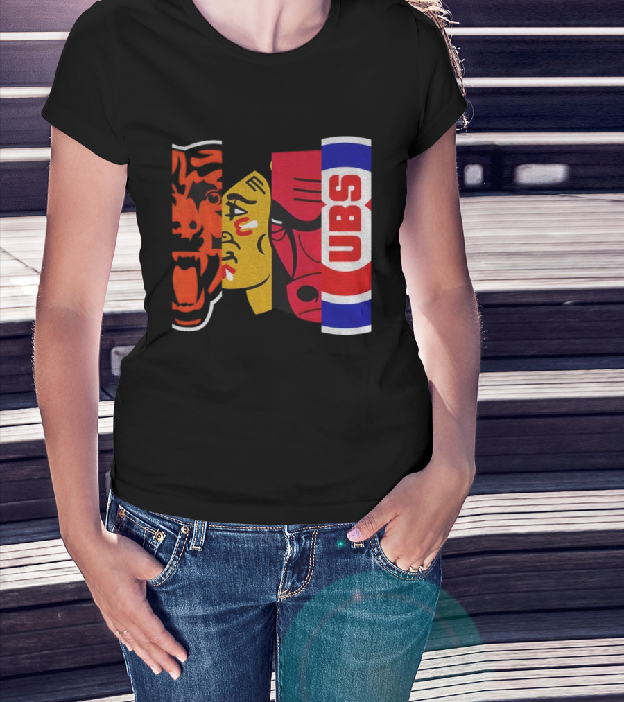 Chicago Bears Blackhawks Bulls Cubs 2025 T-Shirt