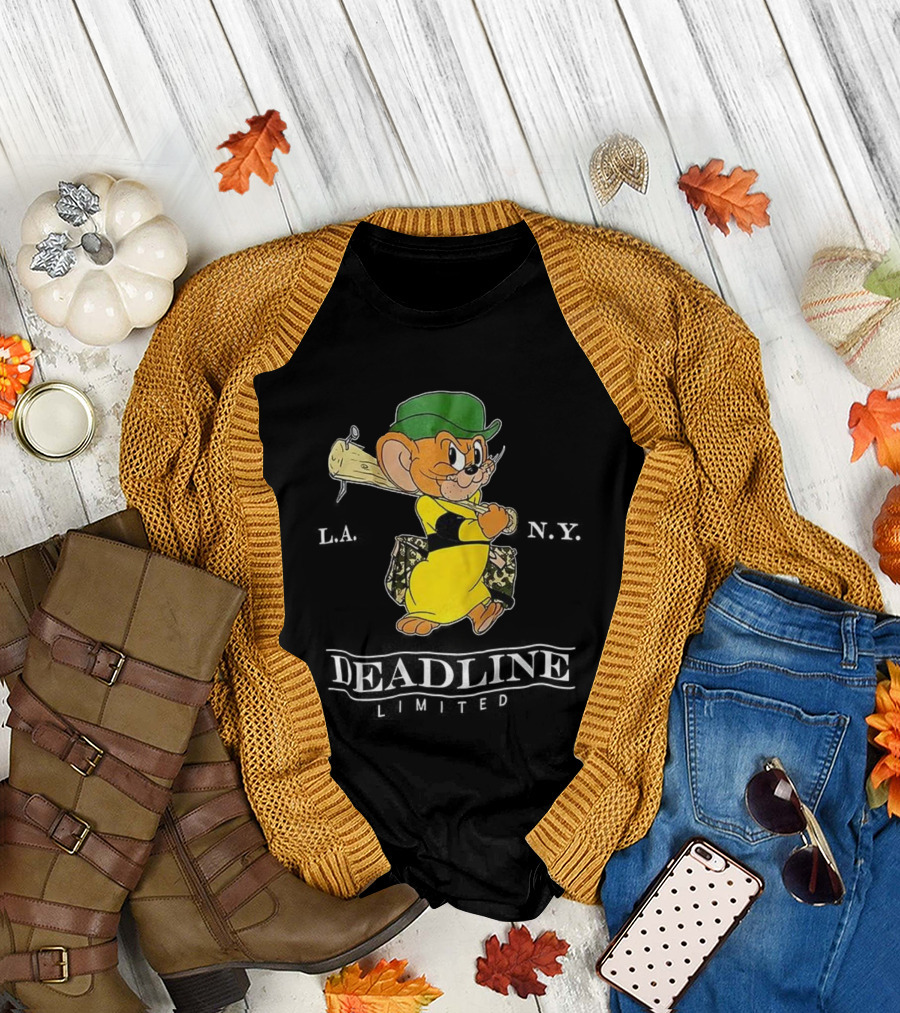 Jerry Deadline Limited Character Baseball Wood Bat Iconic Sports Style T-Shirt