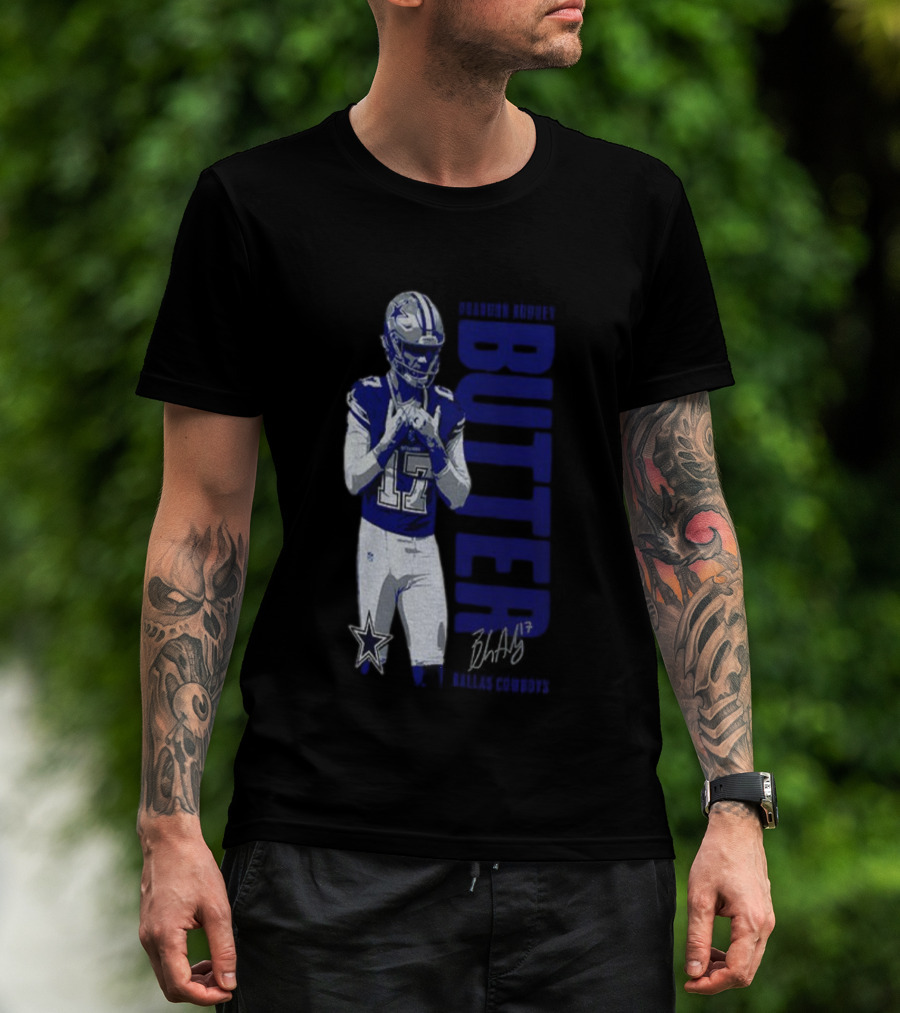 Brandon Aubrey 17 Butter Dallas Cowboys NFL Football Signature 2025 T-Shirt