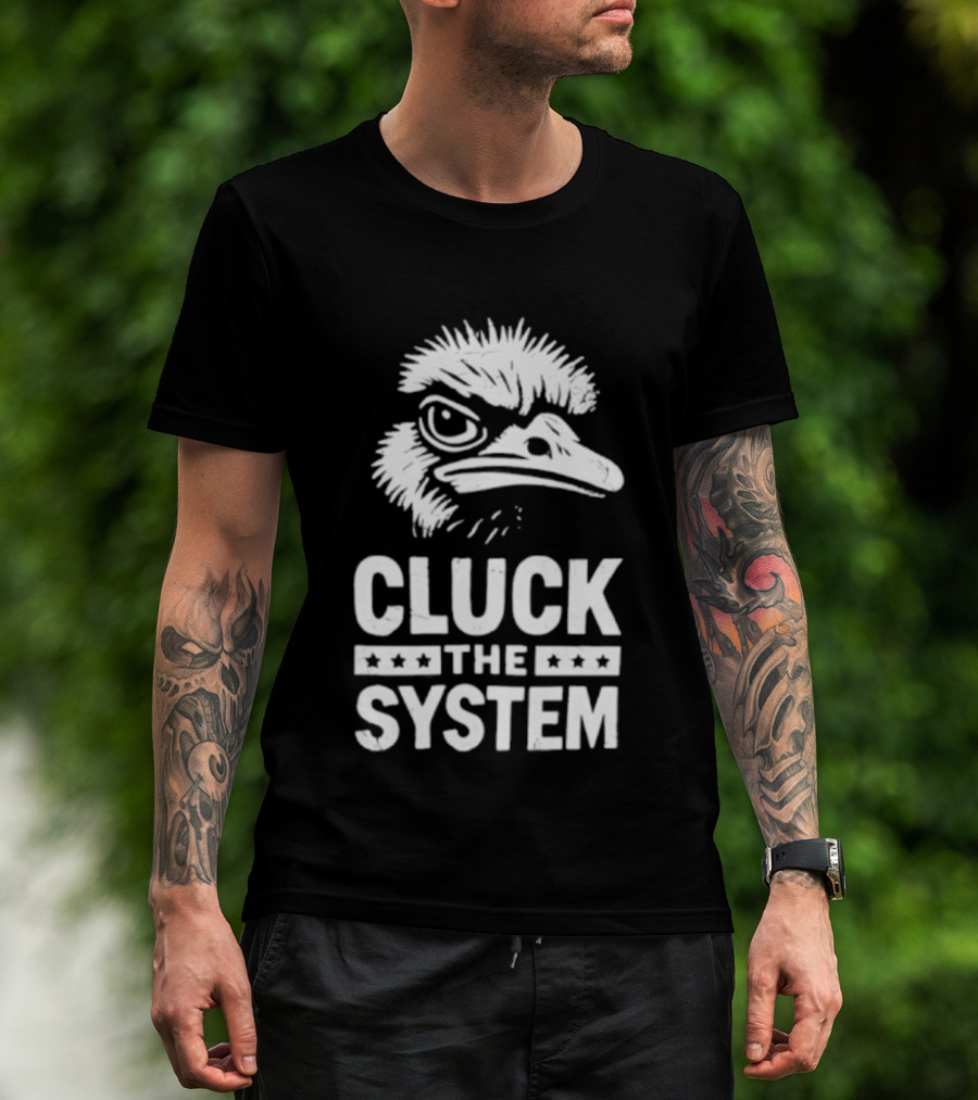 Bold Eagle Head Cluck The System Protest T-Shirt
