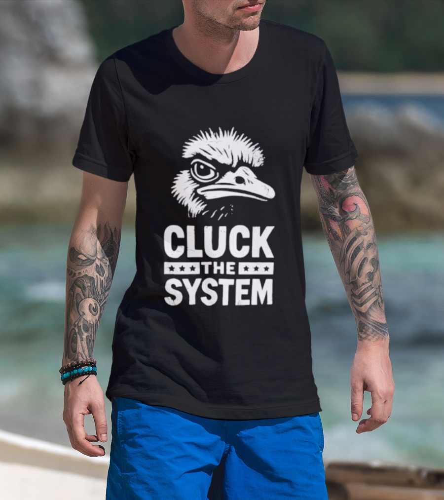 Bold Eagle Head Cluck The System Protest T-Shirt