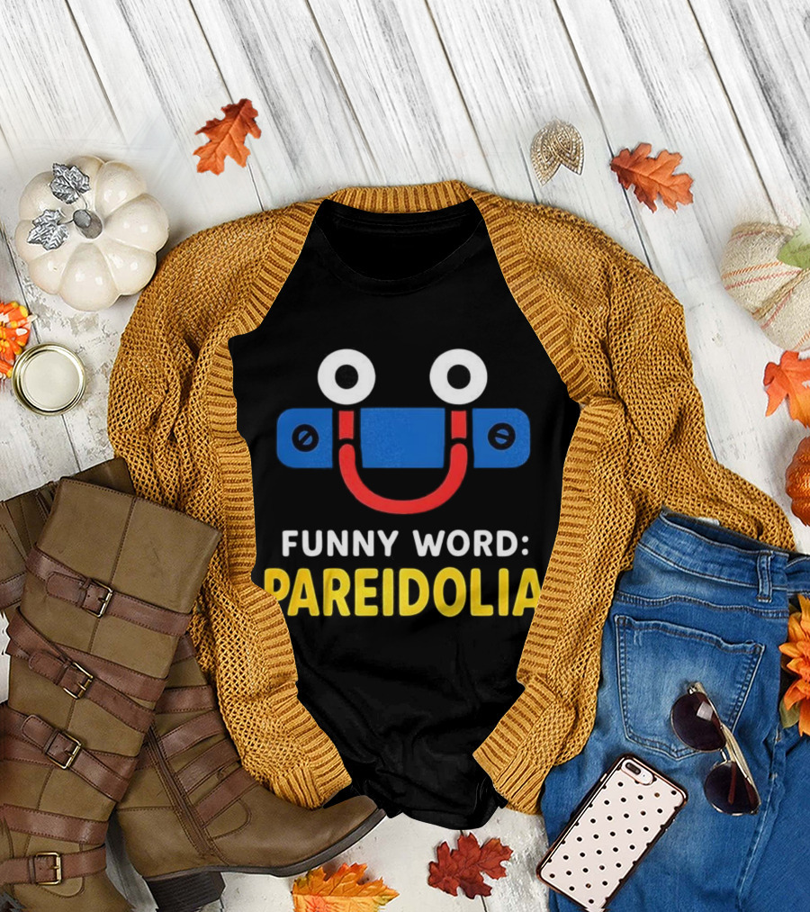 Funny Word Pareidolia Smiling Face Design T-Shirt