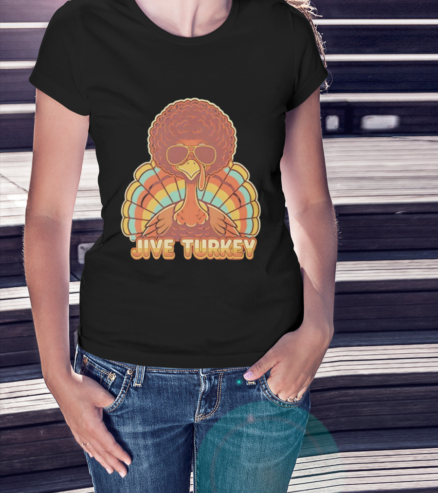 Jive Turkey Retro Thanksgiving Afro Sunglasses T-Shirt