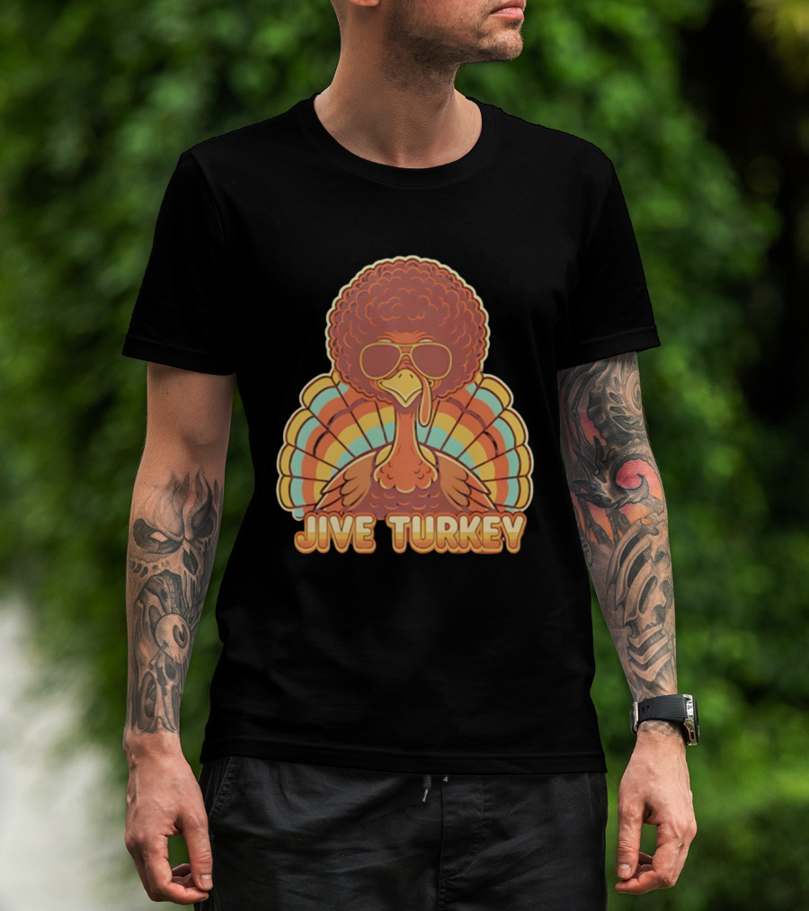 Jive Turkey Retro Thanksgiving Afro Sunglasses T-Shirt