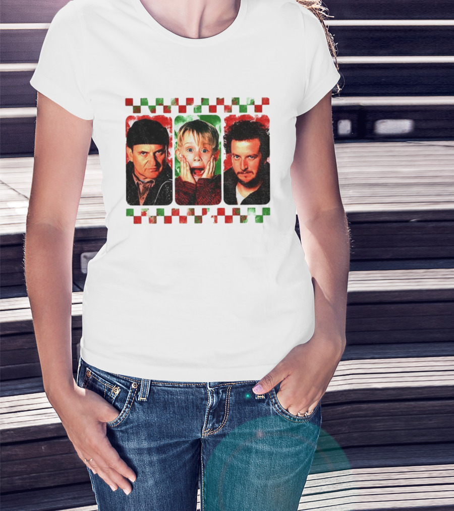 Home Alone Christmas Movie Characters Kevin Marv Harry T-Shirt