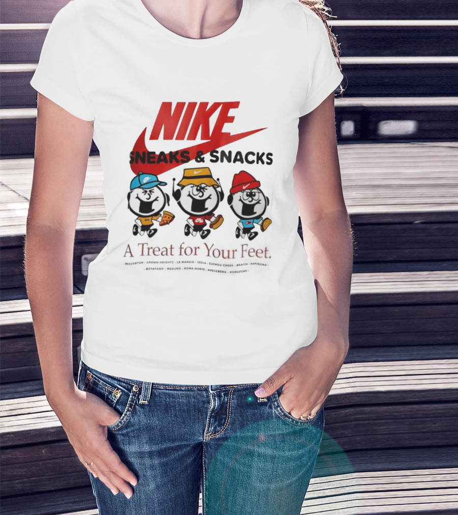 NIKE Sneaks And Snacks A Treat For Your Feet Pizza Burgers Tacos T-Shirt