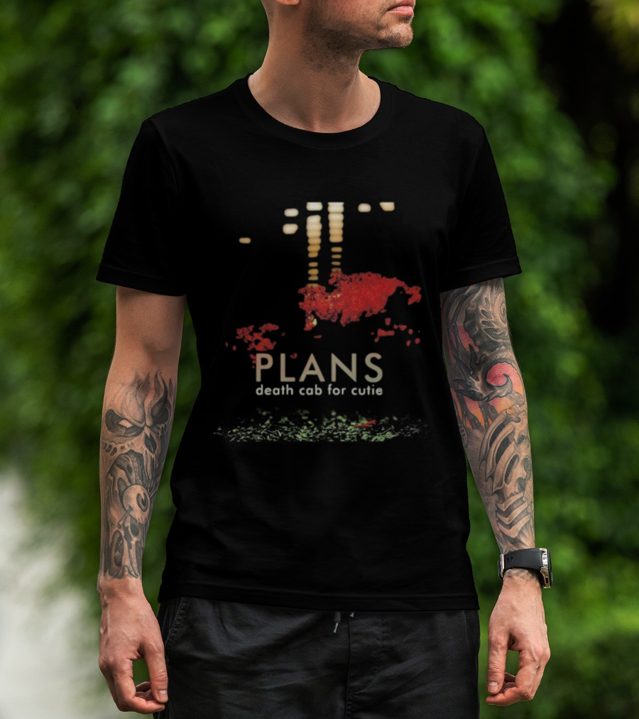 Death Cab For Cutie Plans Album Artwork With Abstract Red Elements T-Shirt