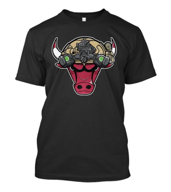 Chicago Bulls Military Bull Visor Helmet NBA Crossover T-Shirt