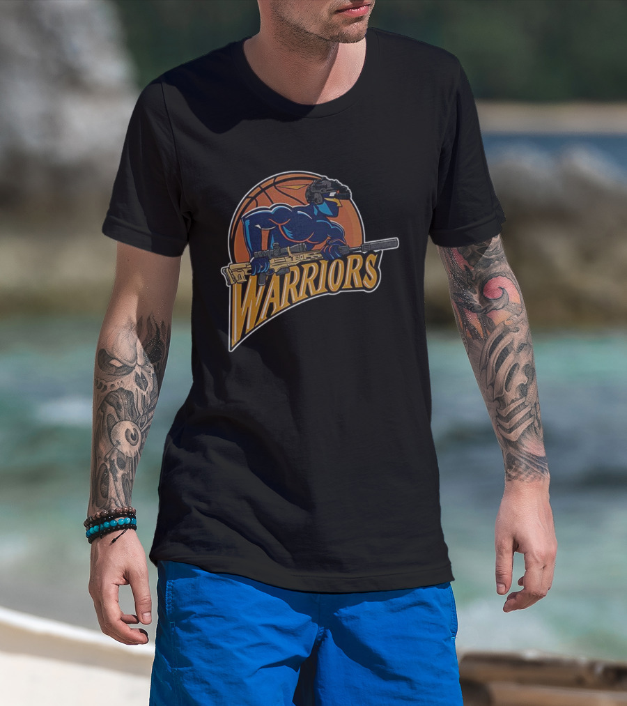 Golden State Warriors Basketball Soldier Armed Warrior T-Shirt