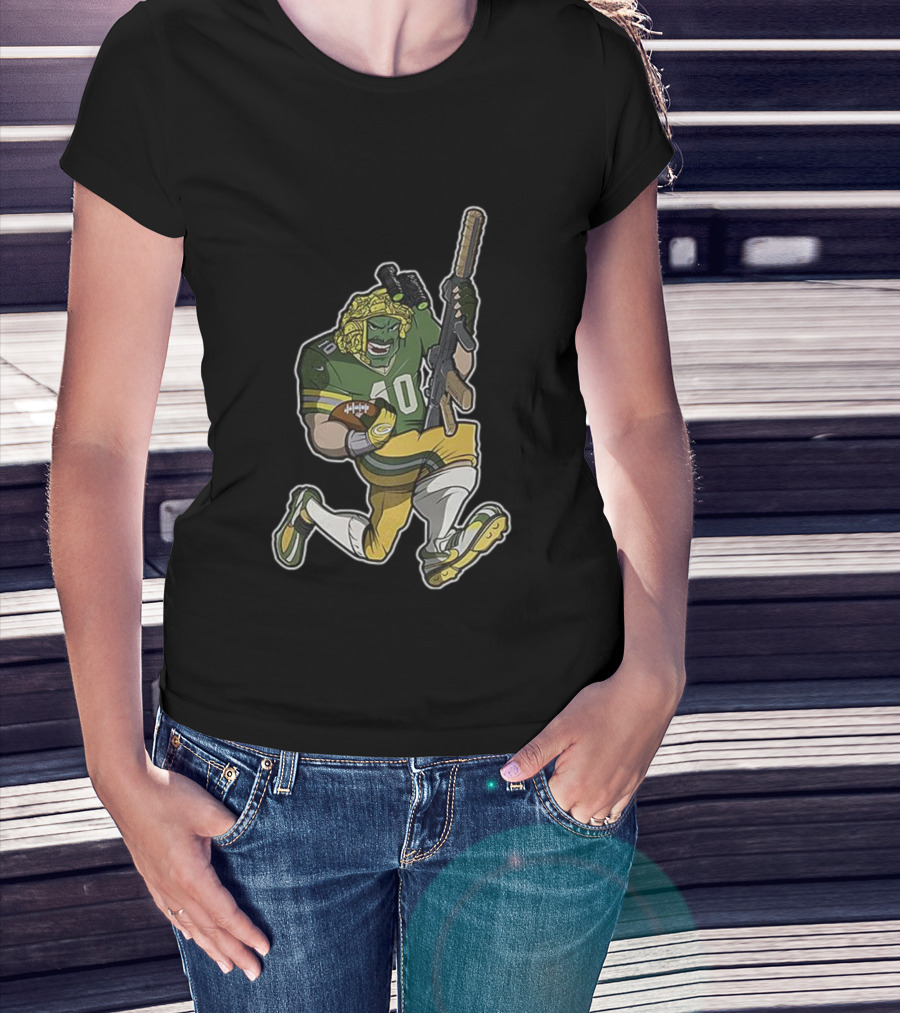 Jordan Love Green Bay Packers Football Soldier Armed Kneeling Illustration T-Shirt