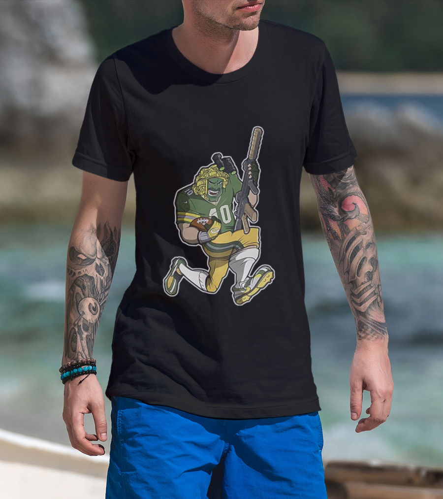 Jordan Love Green Bay Packers Football Soldier Armed Kneeling Illustration T-Shirt